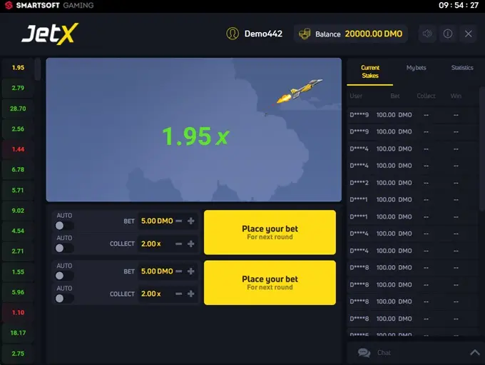 JetX crash game gameplay screenshot by SmartSoft Gaming
